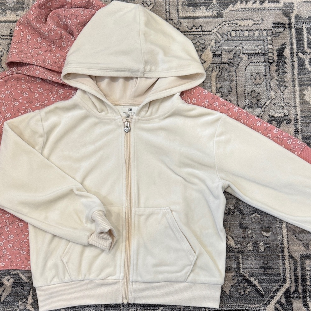 H&M and Old Navy Floral Pink and Cream Kids Cardigan and Hoodie Set - Picture 6 of 11